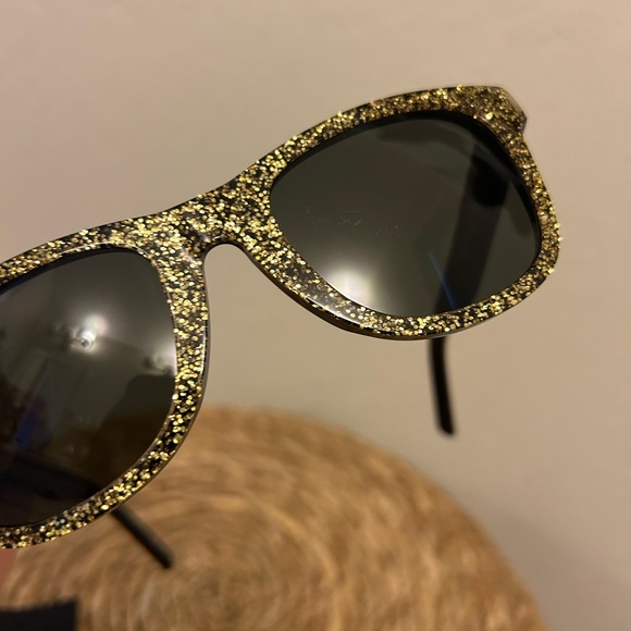 💜 SAINT LAURENT Gold Glitter Sunglasses - Picture 9 of 9